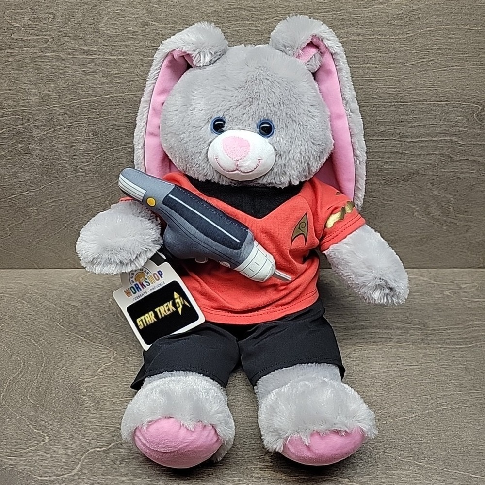 Build-A-Bear Gray Bunny  Plush - Star Trek TOS Red Shirt Uniform Phaser BAB